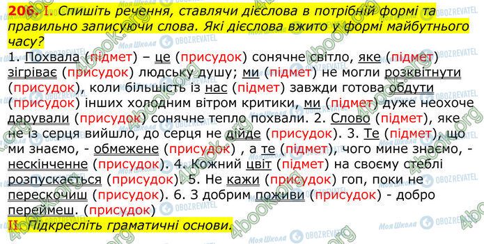 ГДЗ Українська мова 10 клас сторінка 206